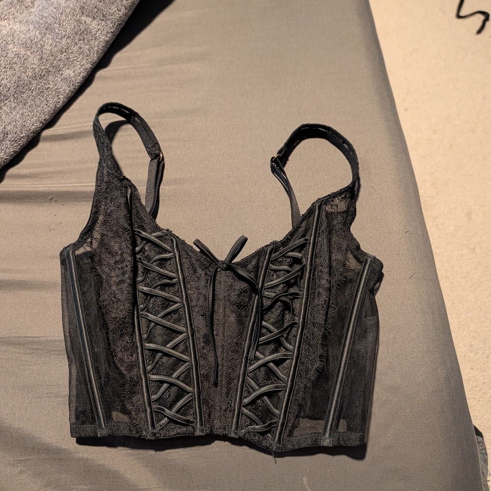 Victoria's Secret Black Lace-Up Bra